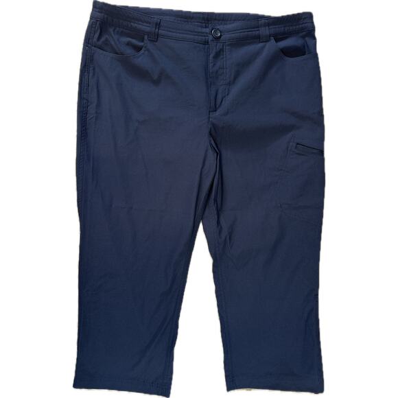 Eddie Bauer Women’s Stretch Bottom Drawstring Capri Pants Size 14 Navy Blue - Picture 1 of 6